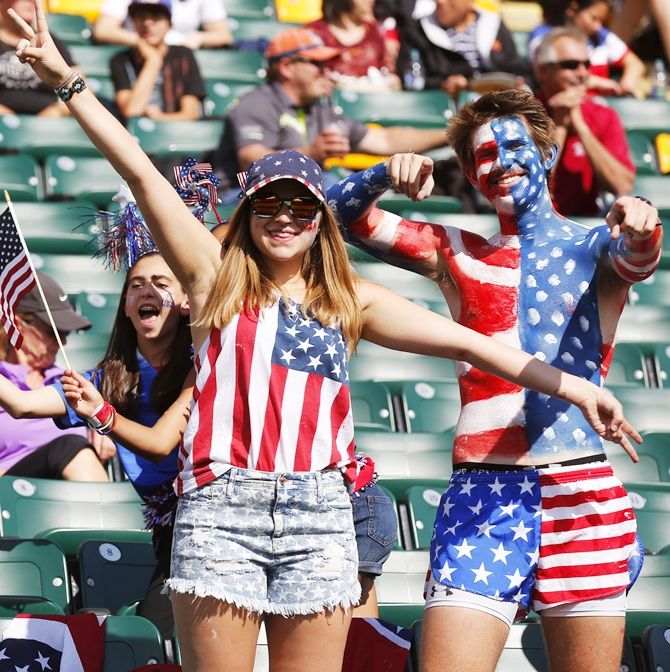 American fans cheer