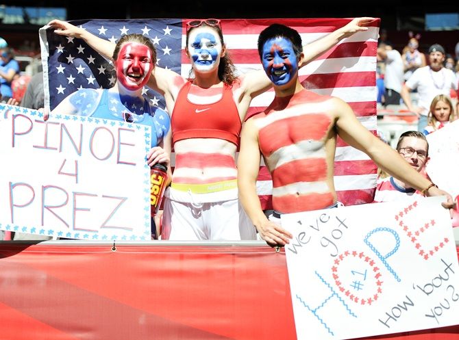 Fans of the United States team cheer