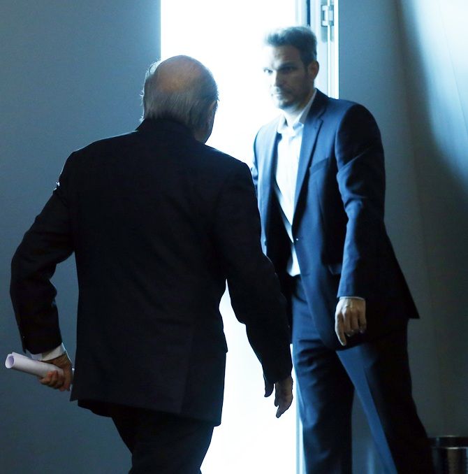 Sepp Blatter leaves after his statement