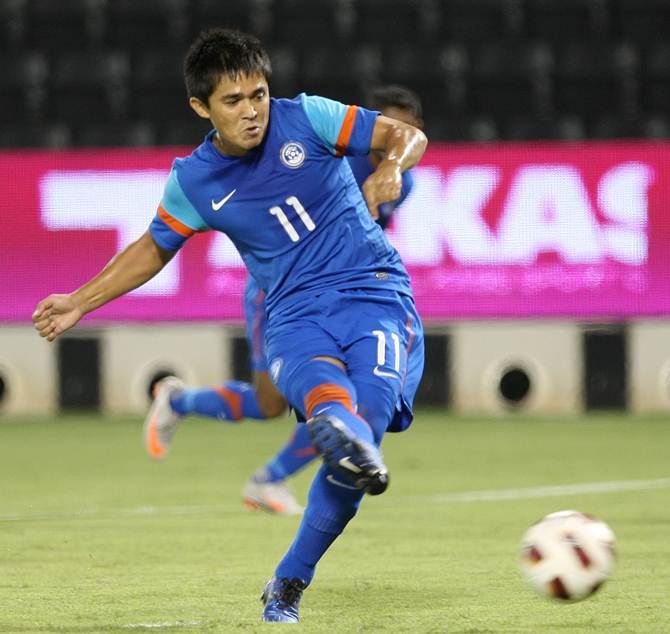 India captain Sunil Chhetri picked a great cross from Udanta Singh before banging in the ball past the Mynmar 'keeper to win the match on Tuesday