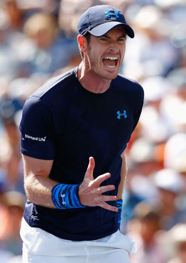 Briton Andy Murray reacts in his match against Spaniard Feliciano Lopez during the BNP Paribas Open tennis at the Indian Wells Tennis Garden in Indian Wells, California, on Wednesday