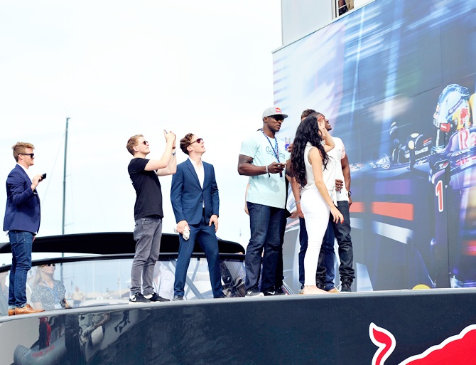 Michael Carrick, Reggie Bush, Lilit Avagyan, Benedict Cumberbatch and Disclosure prepare to   watch Danny MacAskill front flip off of the Red Bull Energy Station