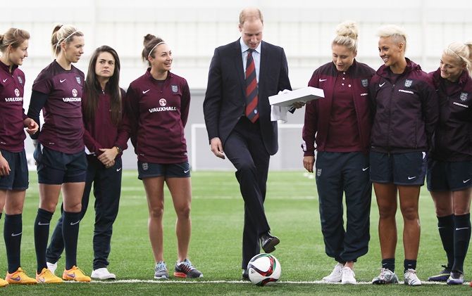 Prince William, Duke of Cambridge, President of the Football Association, visits the England   Women Senior Team