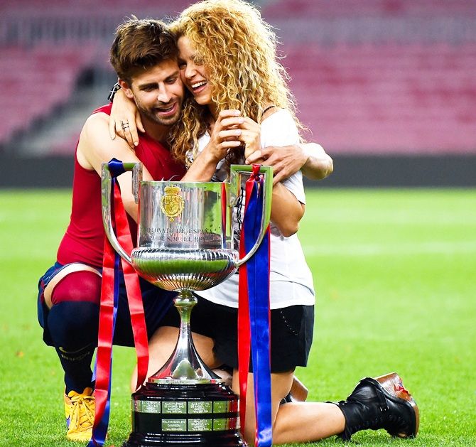 Gerard Pique of FC Barcelona and Shakira