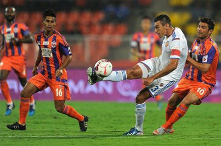  Action from the Indian Super League match played between FC Pune City and FC Goa on Sunday