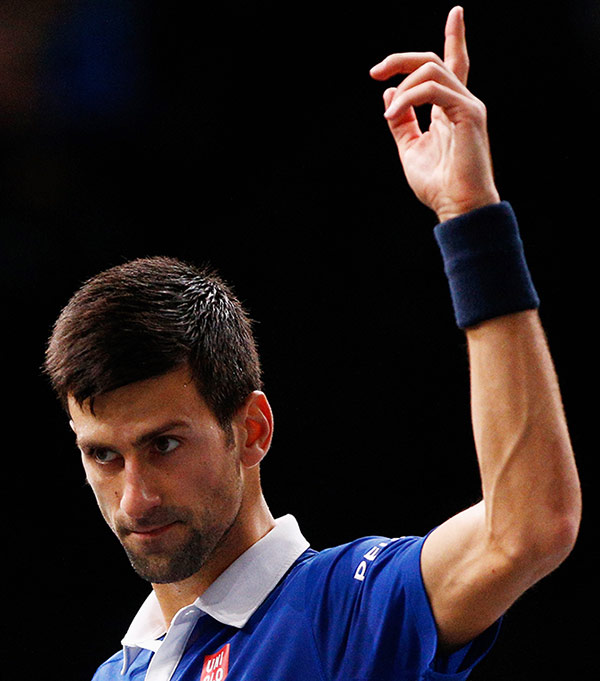 Novak Djokovic of Serbia during the Paris Masters 