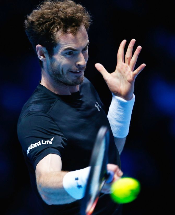 Great Britain's Andy Murray in action against Spain's David Ferrer during the ATP World Tour Finals at O2 Arena on Monday