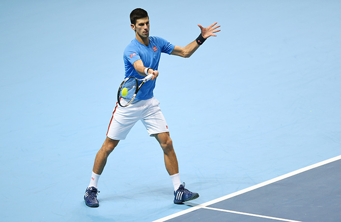 Serbia's Novak Djokovic during practice 