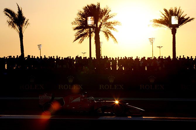 Ferrari's German driver Sebastian Vettel drives during the Abu Dhabi Grand Prix