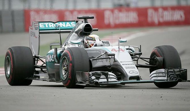 Mercedes' Lewis Hamilton drives during the Russian F1 Grand Prix