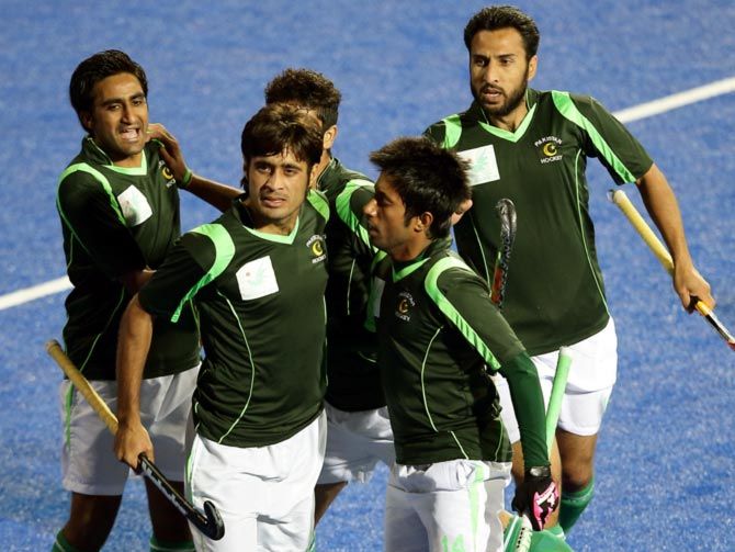 Pakistan's players during the 2014 Asian Games hockey match against India in Incheon