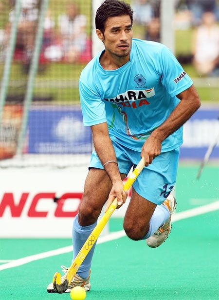 Image: India's hockey player Gurbaj Singh in action