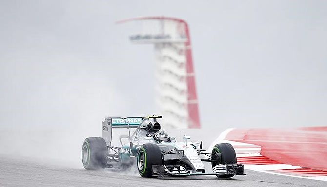 Mercedes Formula One driver Nico Rosberg of Germany drives during the first practice session of the US F1 Grand Prix on Friday