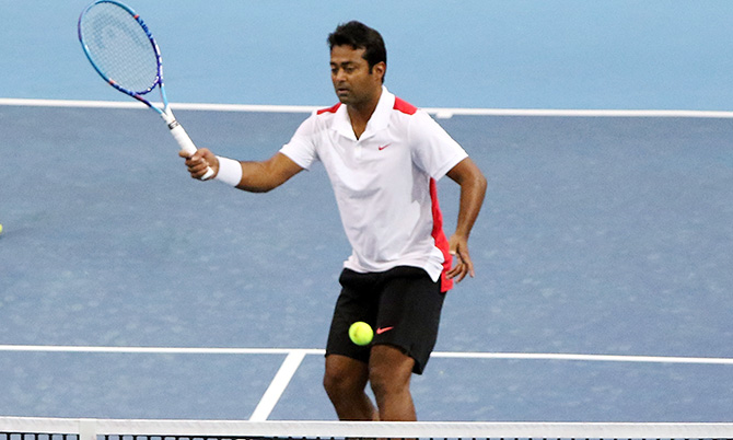 India's Leander Paes in action 