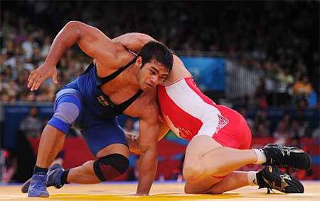 Narsingh Yadav at the 2015 World Championships in Las Vegas where he won a bronze medal in the 74 kg weight category