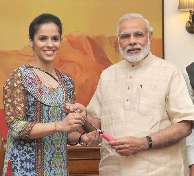Saina Nehwal with Prime Minister Narendra Modi