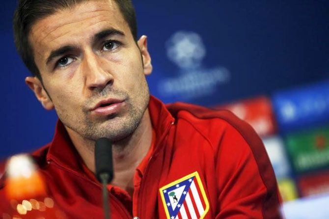 Atletico Madrid's Gabi attends a news conference