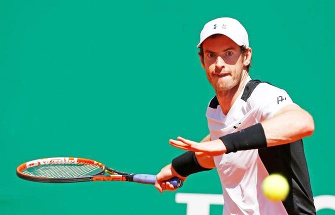 Britain's Andy Murray plays a shot against Frenchman Benoit Paire during the Monte Carlo Masters on Thursday