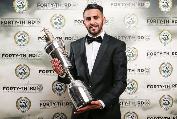 Leicester City's Riyad Mahrez with the PFA Player of the Year Award