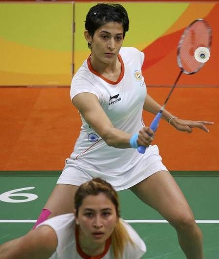 Jwala Gutta, front, and Ashwini Poonappa in action against the Dutch pair of Eefje Muskens and Selena Piek at the Rio Olympics.