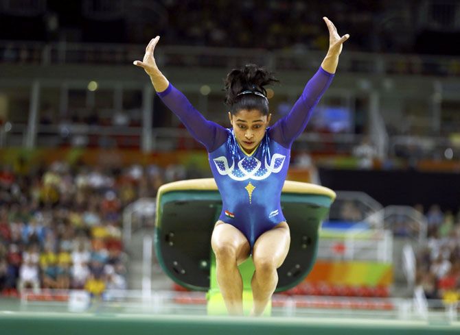  India’s Dipa Karmakar competes in the Vault final at the Rio Olympics