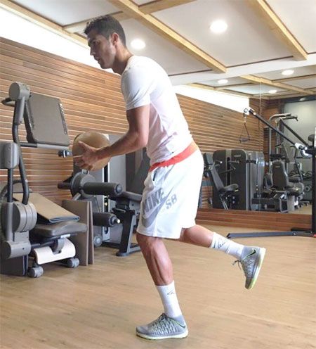 Cristiano Ronaldo at gym training on Tuesday