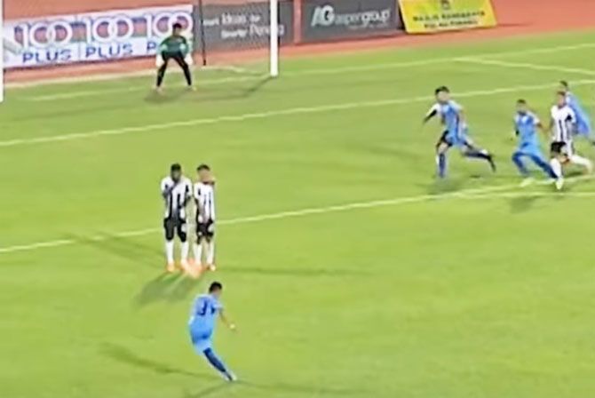 A video grab of Malaysian midfielder Mohamad Faiz Subri's magical free kick