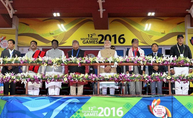 Prime Minister Narendra Modi at the opening ceremony of 12th South Asian Games in Guwahati 