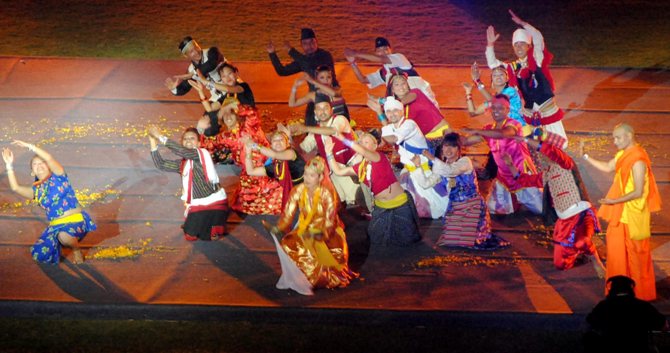 Artistes from Nepal perform at the closing ceremony of the 12th South Asian Games 