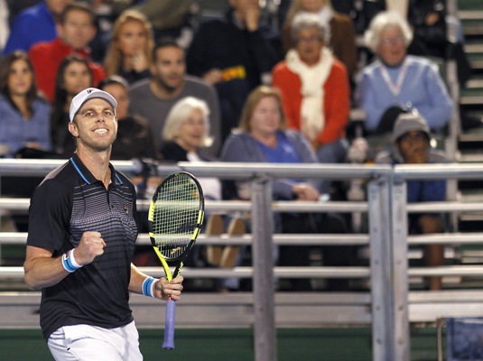 Sam Querrey of the U.S. after winning a point 