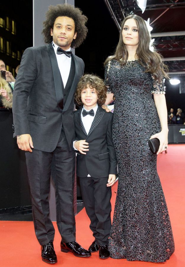 Real Madrid's Marcelo Vieira arrives with his family