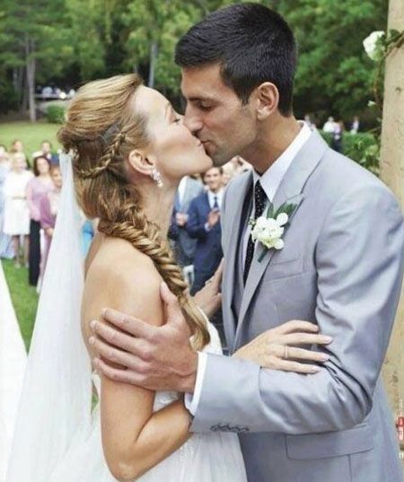  Novak Djokovic with his wife Jelena on their wedding day