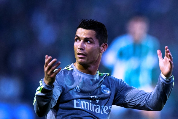 Cristiano Ronaldo of Real Madrid reacts 
