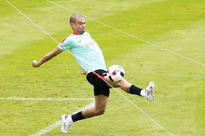Portugal's Pepe at a training session on Sunday