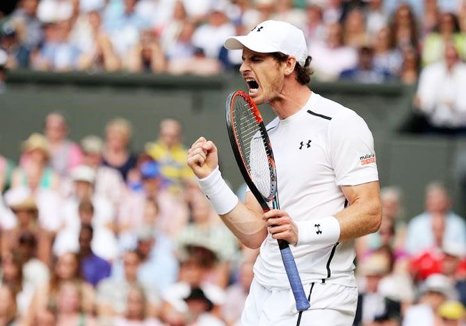 Britain's Andy Murray celebrates a point