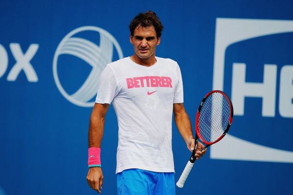 Roger Federer at a training session