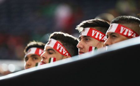 Fans of Mexico wait in the stands prior to the start of a Copa America match in Houston, Texas