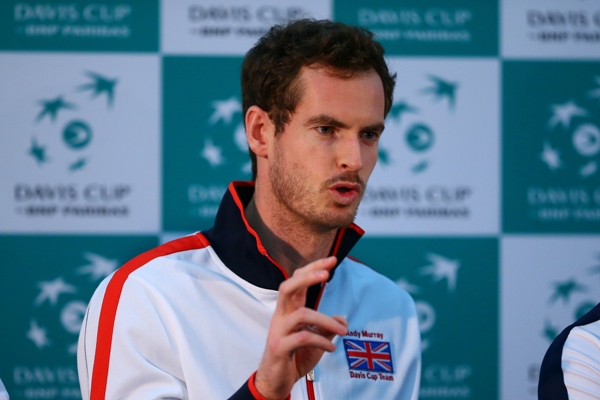 Andy Murray of Great Britain talks during a press conference 