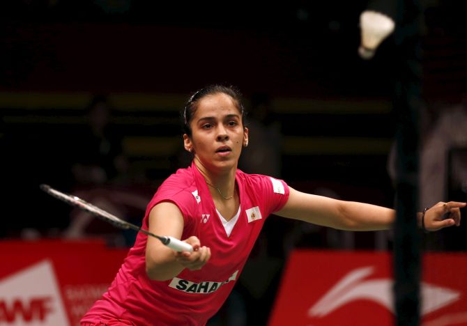 Indian badminton ace Saina Nehwal in action 