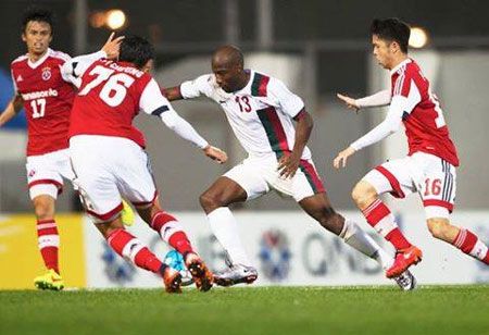 Action from the AFC match between Mohun Bagan and South China in Hong Kong on Wednesday
