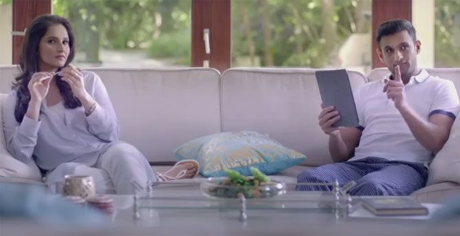 A video grab of Sania Mirza and Shoaib Malik in the new TV commercial