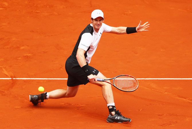 Great Britain's Andy Murray in action against Spain's Rafael Nadal