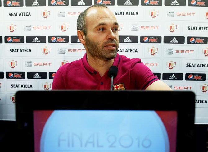 Andres Iniesta at a press conference on Saturday
