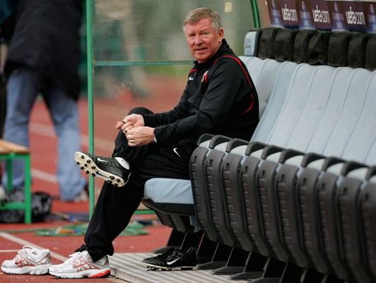 Former manager Sir Alex Ferguson during a Manchester United training session