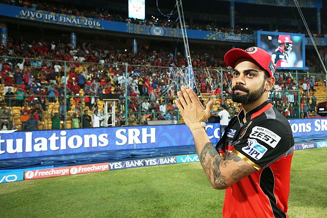 A disappointed Virat Kohli after the IPL 9 final on Sunday