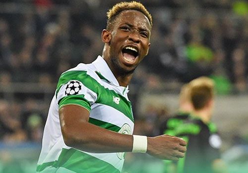 Celtic's Moussa Dembele celebrates on scoring the equaliser against Monchengladbach on Tuesday