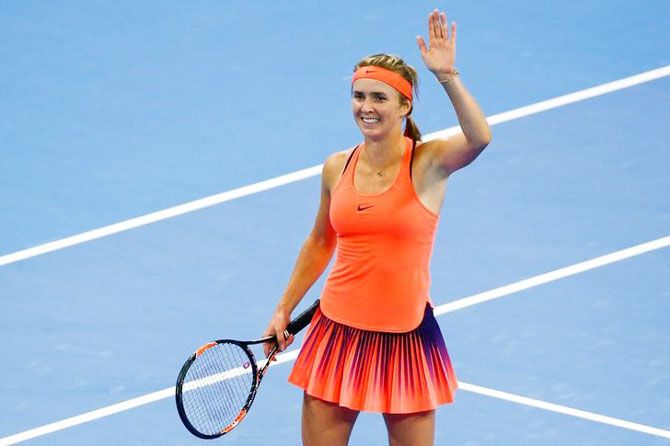 Ukraine's Elina Svitolina acknowledges the crowd after beating World No 1 Germany's Angelique Kerber in the China Open on Thursday