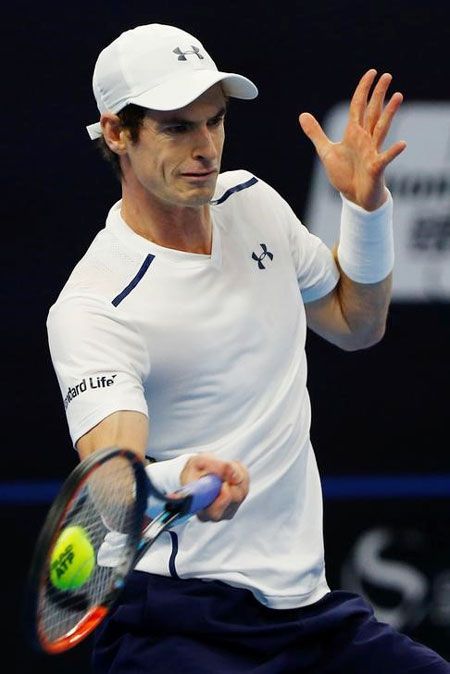 Britain's Andy Murray plays David Ferrer of Spain