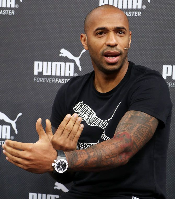 Thierry Henry speaks to the media in Mumbai on Wednesday