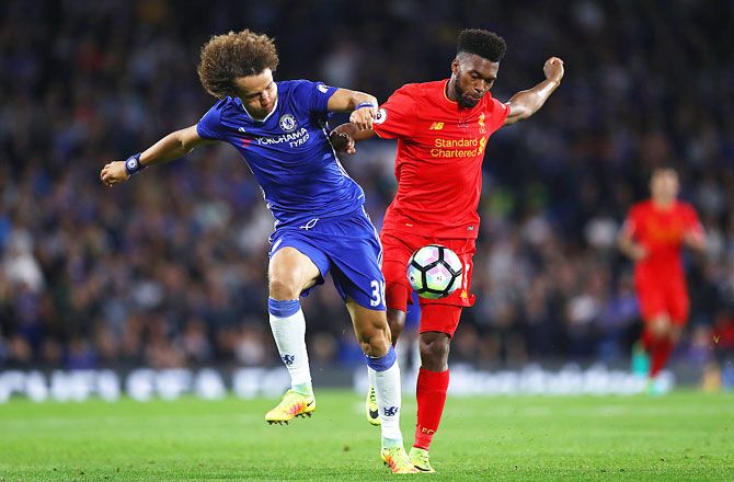 Liverpool's Daniel Sturridge and Chelsea's battle for possession